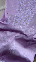 Load image into Gallery viewer, Women's Lakhnavi Handcrafted Mul Chanderi Chikankari Full Suit Material - HONC0282288