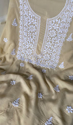 将图像加载到图库查看器中, Simran Women's Lakhnavi Handcrafted Modal Cotton Chikankari Unstitched Kurti Fabric - HONC0261079