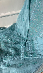 Load image into Gallery viewer, Women's Lakhnavi Handcrafted Mul Chanderi Semi - Stitched Kurta And Dupatta Set - HONC0296164