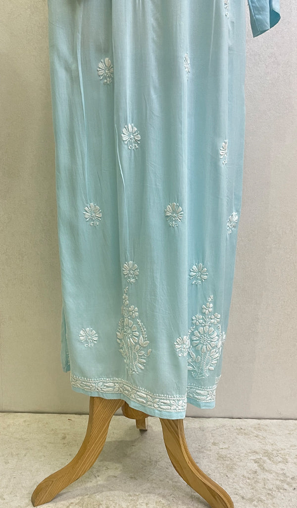 Women's Lucknowi Handcrafted Modal Cotton Chikankari Gown - HONC09530