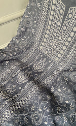 Load image into Gallery viewer, Women's Lakhnavi Handcrafted Unstitched Munga Silk Chikankari Kurta And Dupatta Set- HONC0268577