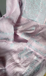 Load image into Gallery viewer, Women's Lakhnavi Handcrafted Mul Chanderi Semi - Stitched Angrakha And Dupatta Set - HONC0310806