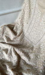 Load image into Gallery viewer, Women's Lakhnavi Handcrafted Munga Silk Chikankari Kurta And Dupatta Set- HONC0283182