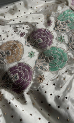 Load image into Gallery viewer, Women's Lucknowi Handcrafted Crepe Chikankari Unstitched Kurta Dupatta Set- HONC0283633