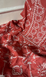 Load image into Gallery viewer, Women's Lakhnavi Handcrafted Maheshwari Mul Chanderi Kurta And Dupatta Set - HONC0275134