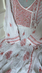 Load image into Gallery viewer, Women's Lakhnavi Handcrafted Mul Chanderi Semi - Stitchd Angrakha And Dupatta Set - HONC0344312