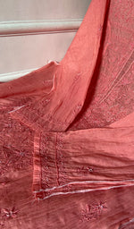 Load image into Gallery viewer, Women's Lucknowi Handcrafted Chanderi Silk Semi - stitched Chikankari Full Suit Material - HONC0311684