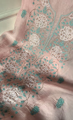 Load image into Gallery viewer, Mainaaj Women's Lakhnavi Handcrafted Pure Organza Chikankari Unstitched Kurta And Dupatta Set- HONC0330937