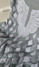 将图像加载到图库查看器中, Women's Lucknowi Handcrafted Faux-Georgette Chikankari Suit Material - HONC0263105