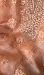 将图像加载到图库查看器中, Women's Lakhnavi Handcrafted Pure Organza Chikankari Unstitched Kurta And Dupatta Set- HONC0266188