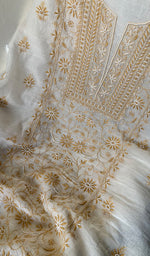 Load image into Gallery viewer, Women's Lakhnavi Handcrafted Mul Chanderi Unstitched Kurta And Dupatta Set - HONCO287714