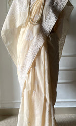 Load image into Gallery viewer, Women's Lakhnavi Handcrafted Cotton Chikankari Saree - HONC0317296