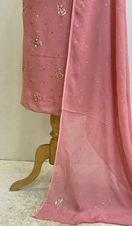 Load image into Gallery viewer, Women's Lakhnavi Handcrafted Viscose Georgette Chikankari Full Suit Material - HONC0162397