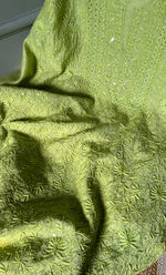 Load image into Gallery viewer, Women's Lakhnavi Handcrafted Munga Silk Chikankari Kurta And Dupatta Set- HONC0278846