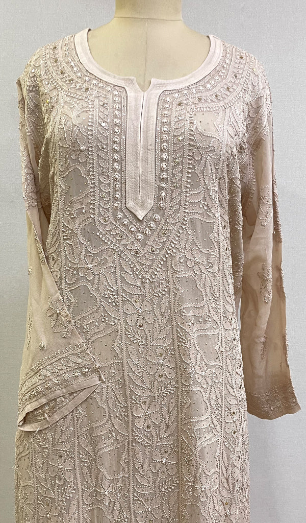 Sadaf Women's Lakhnavi Handcrafted Viscose Georgette Chikankari Kurti - HONC0204847