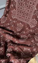 Load image into Gallery viewer, Women's Lakhnavi Handcrafted Maheshwari Mul Chanderi Unstitched Kurta And Dupatta Set- HONC0268528