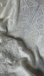 Load image into Gallery viewer, Women's Lakhnavi Handcrafted Maheshwari Mul Chanderi Unstitched Kurta And Dupatta Set - HONC0282231