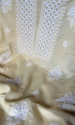 将图像加载到图库查看器中, Women's Lakhnavi Handcrafted Cotton Chikankari Unstitched Kurti Fabric - HONC0302643