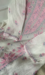 Load image into Gallery viewer, Women's Lakhnavi Handcrafted Mul Chanderi Semi - stitched Kurta And Dupatta Set- HONC0314871