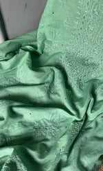 Load image into Gallery viewer, Women's Lakhnavi Handcrafted Mul Chanderi Unstitched Kurta And Dupatta Set- HONC0307448