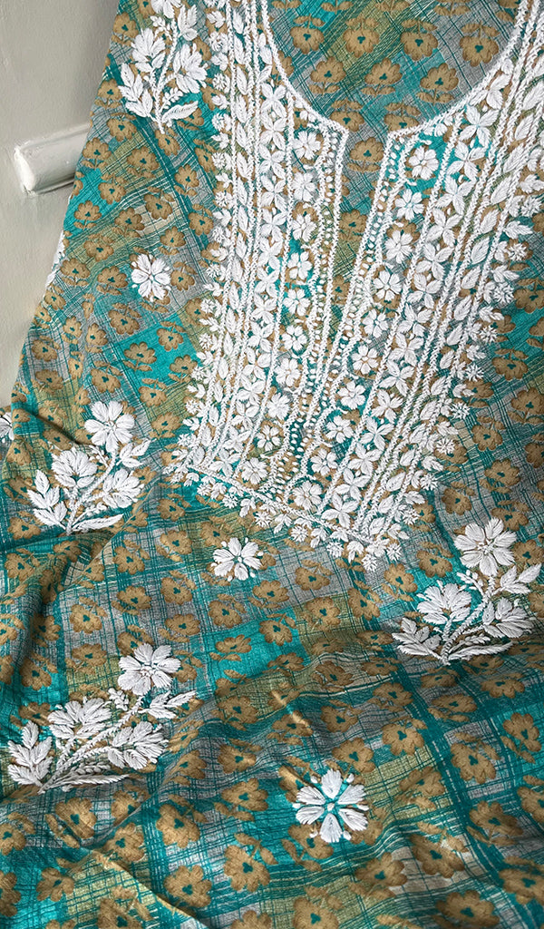 Women's Lakhnavi Handcrafted Cotton Chikankari Unstitched Kurti Fabric - HONC0284380