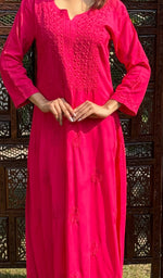 Load image into Gallery viewer, Women's Lucknowi Handcrafted Modal Cotton Chikankari Kurti - HONC0232223