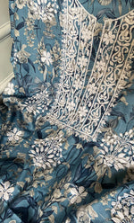 将图像加载到图库查看器中, Women's Lakhnavi Handcrafted Cotton Chikankari Unstitched Kurti Fabric - HONC0315329