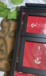 Load image into Gallery viewer, Handcrafted Chikankari Tray with Two Coasters – Wooden Frame - HONC0313528