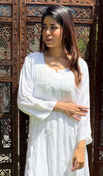 Load image into Gallery viewer, Women's Lucknowi Handcrafted Modal Cotton  Chikankari Kurti - HONC0151549