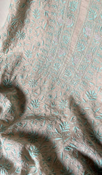 Load image into Gallery viewer, Women's Lakhnavi Handcrafted Munga Silk Chikankari Kurta And Dupatta Set - HONC0251544