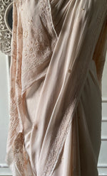 Load image into Gallery viewer, Women's Lakhnavi Handcrafted Viscose Georgette Chikankari Saree - HONC0329023