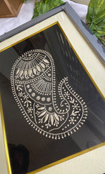 Load image into Gallery viewer, Chikankari Momento Frame – Paisley Handcrafted Embroidery (10x14 Inch, Black & White) - HONC0269462