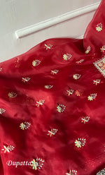 Load image into Gallery viewer, Women's Lakhnavi Handcrafted Pure Organza Chikankari Unstitched Kurta And Dupatta Set- HONC0335374