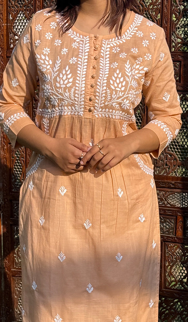 Women's Lakhnavi Handcrafted Cotton Chikankari Kurti - HONC0268761