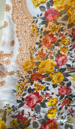 将图像加载到图库查看器中, Women's Lakhnavi Handcrafted Cotton Chikankari Unstitched Kurti Fabric - HONC0284340