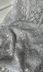 将图像加载到图库查看器中, Women's Lakhnavi Handcrafted Pure Organza Chikankari Unstitched Kurta And Dupatta Set- HONC0311253