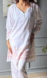 Load image into Gallery viewer, Women's Lakhnavi Handcrafted Modal Cotton Chikankari Top - HONC0307537