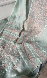 将图像加载到图库查看器中, Women's Lakhnavi Handcrafted Mul Chanderi Semi - Stitched Kurta And Dupatta Set - HONC0303406