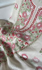 Load image into Gallery viewer, Women's Lakhnavi Handcrafted Pure Organza Chikankari Unstitched Kurta And Dupatta Set- HONC0319583