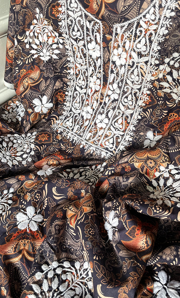 Women's Lakhnavi Handcrafted Cotton Chikankari Unstitched Kurti Fabric - HONC0315323