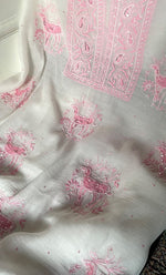 将图像加载到图库查看器中, Women's Lakhnavi Handcrafted Unstitched Mul Chanderi Kurta And Dupatta Set - HONC0312096