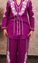Load image into Gallery viewer, khayal Women's Lakhnavi Handcrafted Cotton Chikankari Kurti And Plazzo Set - HONC0323928