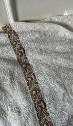 Load image into Gallery viewer, Women's Lakhnavi Handcrafted Pure Silk Georgette Chikankari Kurta and Dupatta set - HONC0271644