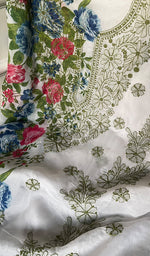 将图像加载到图库查看器中, Women's Lakhnavi Handcrafted Cotton Chikankari Unstitched Kurti Fabric - HONC0284329