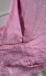 Load image into Gallery viewer, Women's Lakhnavi Handcrafted Mul Chanderi Semi - Stitched Kurta And Dupatta Set- HONC0286656