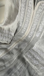 Load image into Gallery viewer, Women's Lakhnavi Handcrafted Chanderi Silk Chikankari Unstitched Anarkali Fabric - HONC0135243