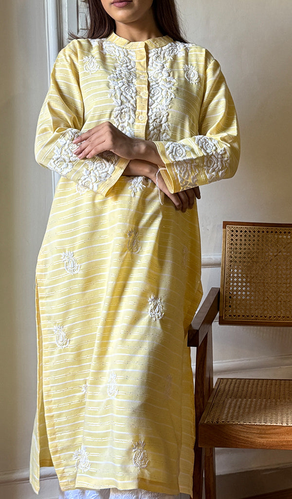 Amanat Women's Lucknowi Handcrafted Cotton Chikankari Kurti - HONC0225123