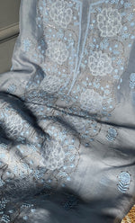 Load image into Gallery viewer, Women's Lakhnavi Handcrafted Pure Organza Chikankari Unstitched Kurta And Dupatta Set- HONC0279308