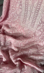 Load image into Gallery viewer, Women's Lakhnavi Handcrafted Mul Chanderi Unstitched Kurta And Dupatta Set - HONC0307428