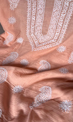 Load image into Gallery viewer, Alishba Women's Lucknowi Handcrafted Kota Cotton Chikankari Unstitched Kurta And Dupatta Set - HONC0312647